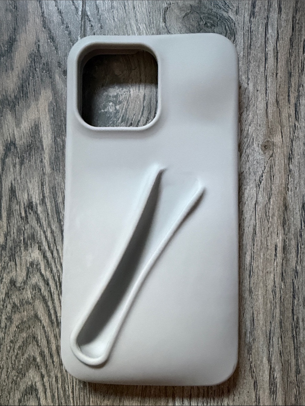 Neutral Beige Silicone Phone Case with Grip Slot
